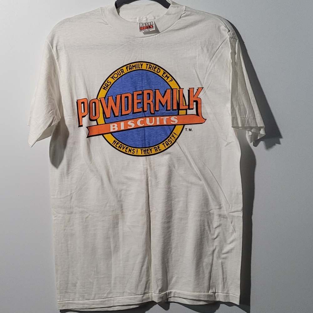 Single stitch Powdermilk Biscuits t shirt